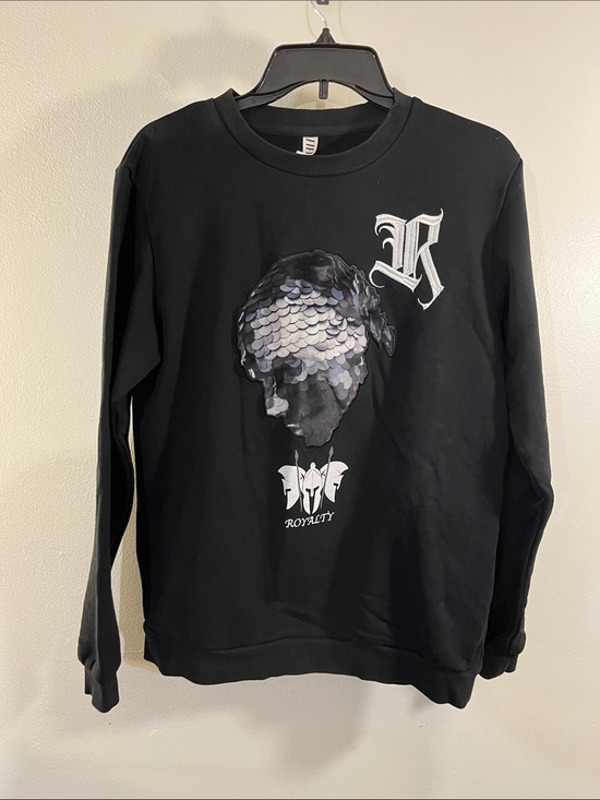 Fifith loop Other - Men's Black Crewneck Sweatshirt with Monochrome Graphic